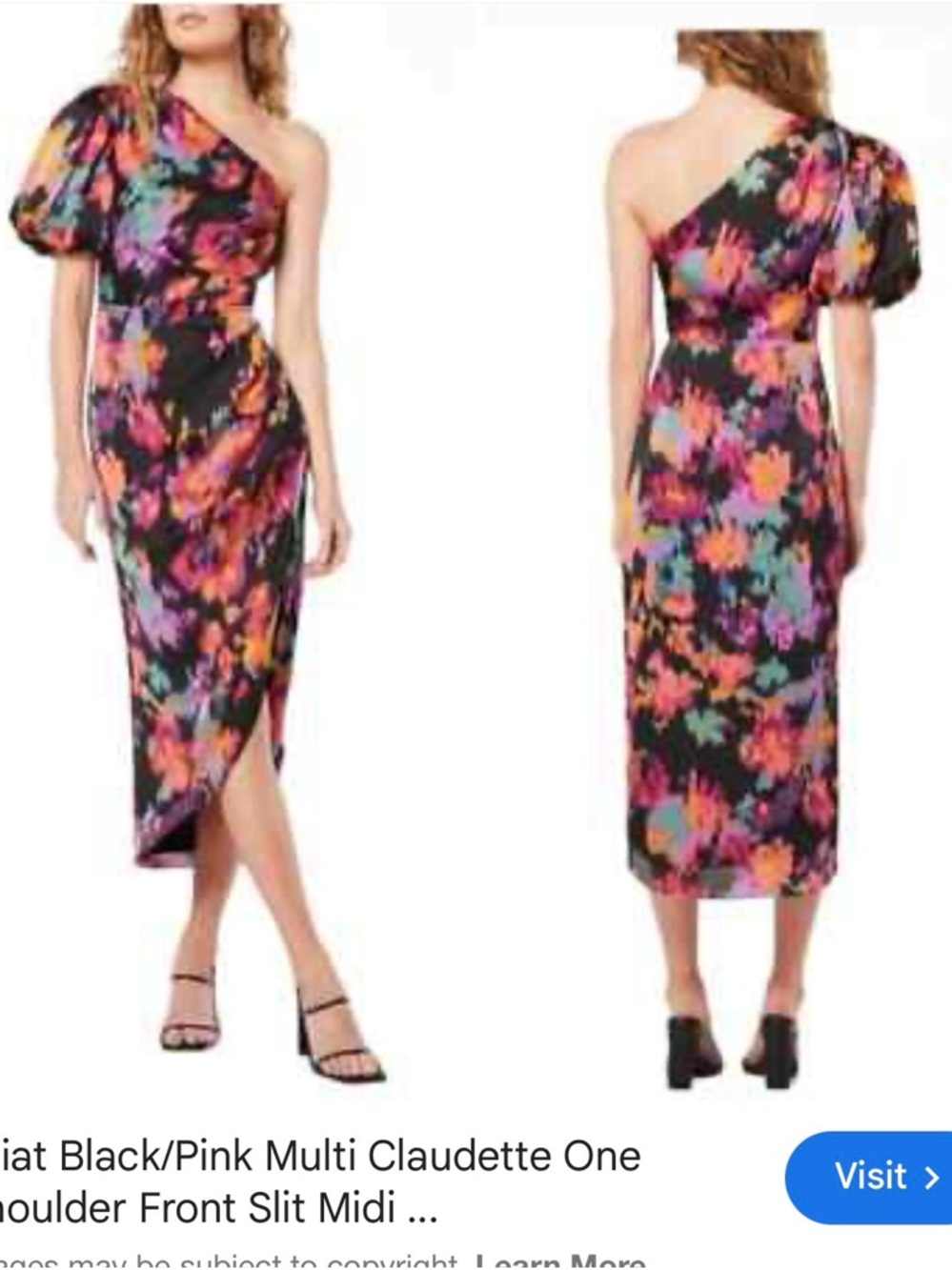 Elliatt One-Shoulder Floral Midi Dress - Black, Pink, Orange, Purple, Teal